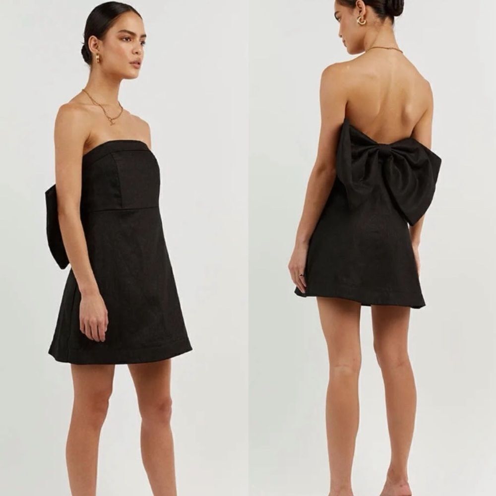 Dissh Aisle Black Linen Back Bow Dress